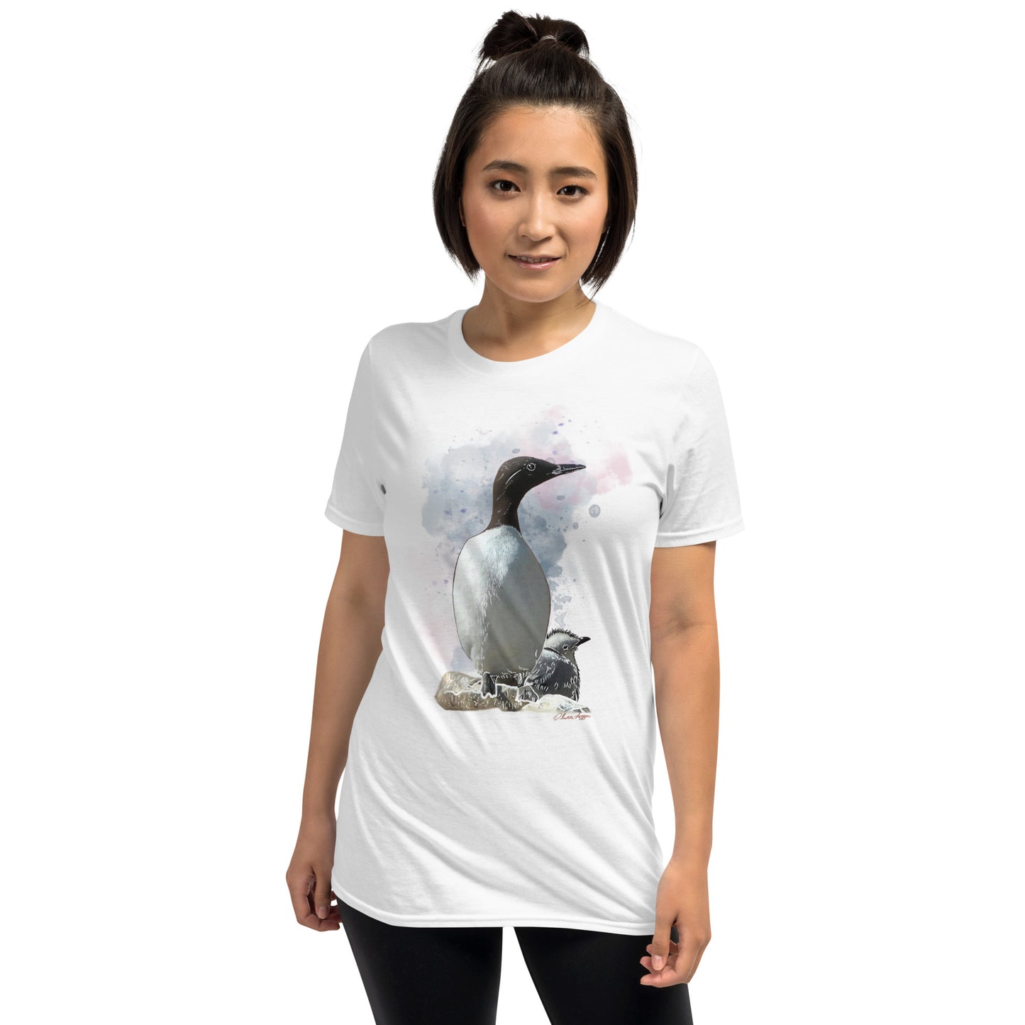 'A Guillemot and her Kittiwake Chick' Short-Sleeve Unisex T-Shirt