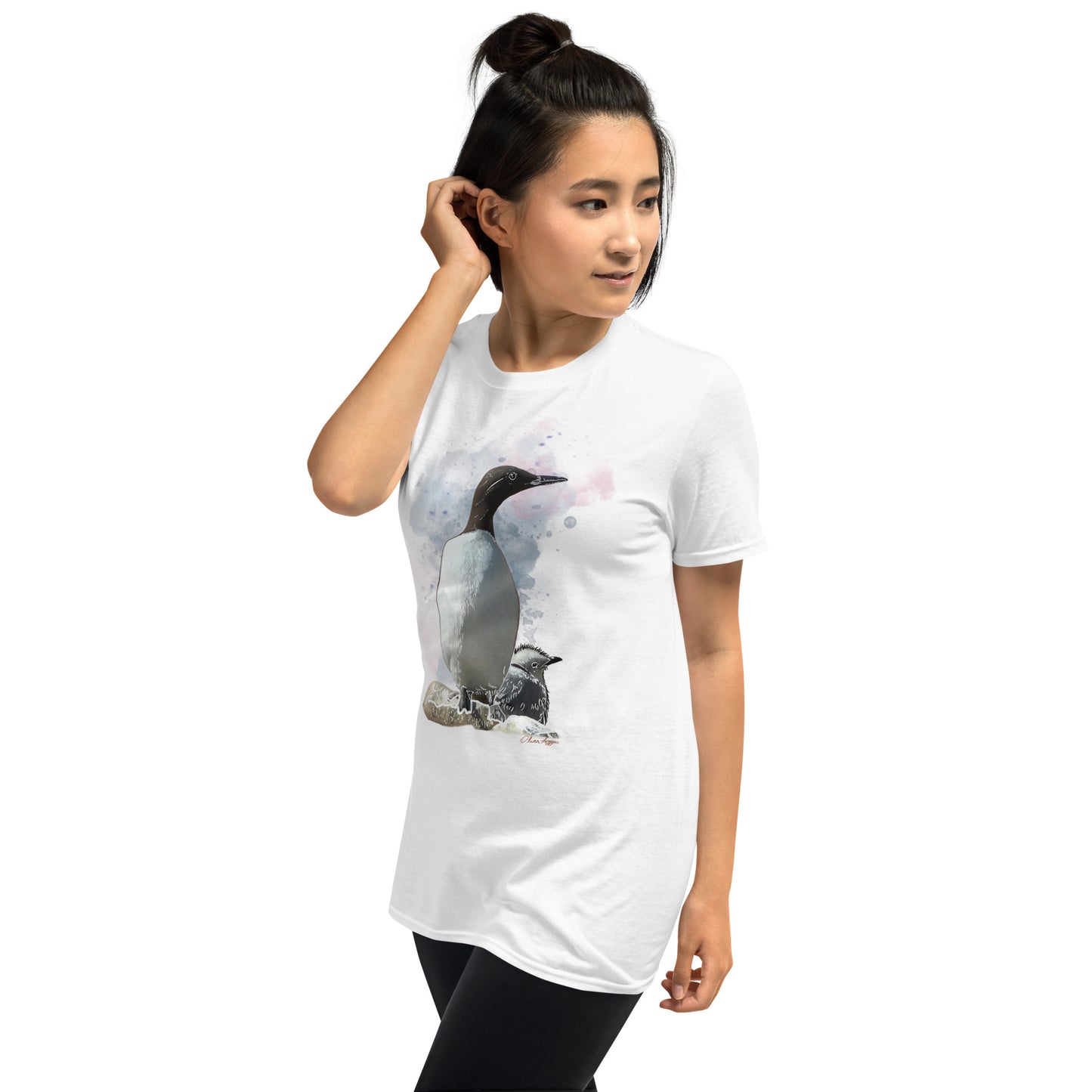 'A Guillemot and her Kittiwake Chick' Short-Sleeve Unisex T-Shirt