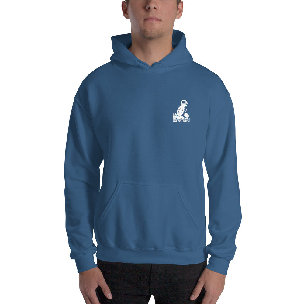 'A Pair of Puffins' Hoodie - Back Image with Logo