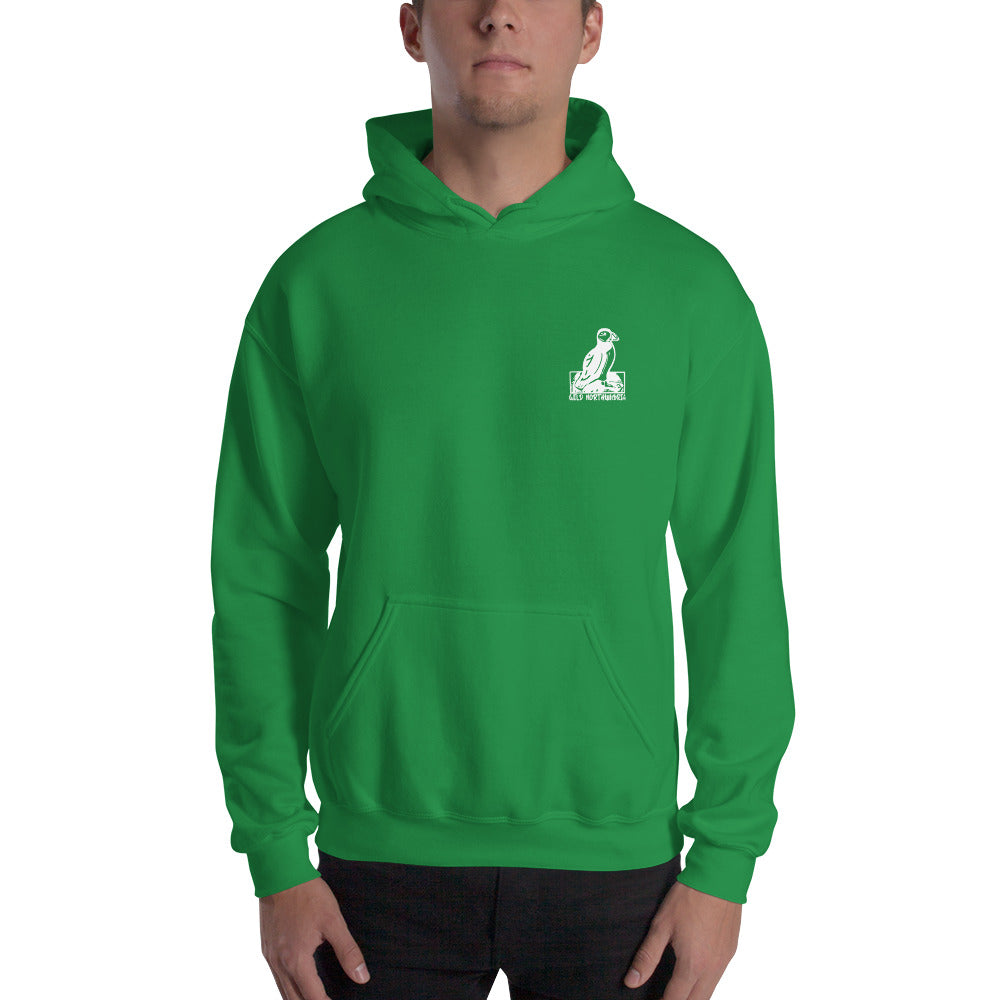 'A Pair of Puffins' Hoodie - Back Image with Logo