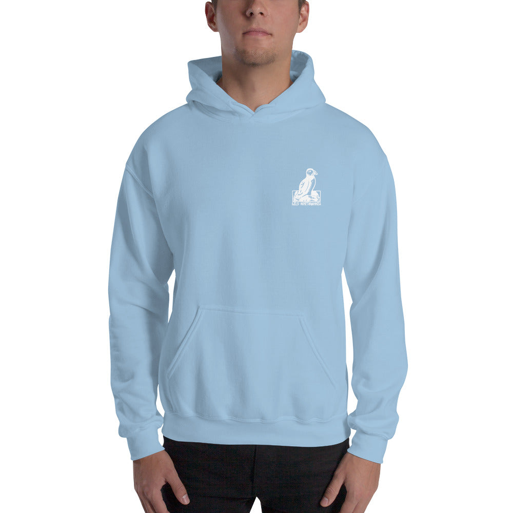 'A Pair of Puffins' Hoodie - Back Image with Logo