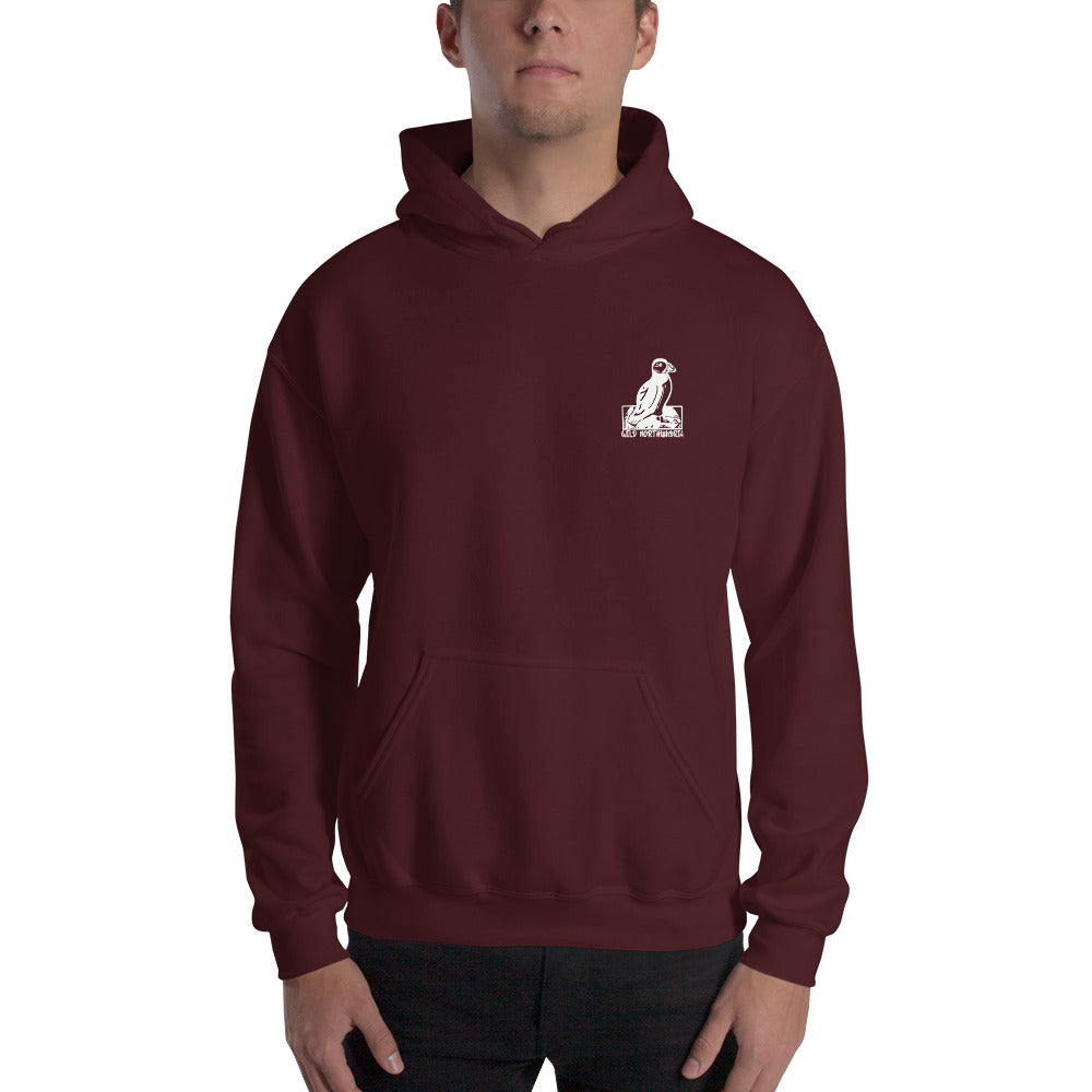 'A Pair of Puffins' Hoodie - Back Image with Logo