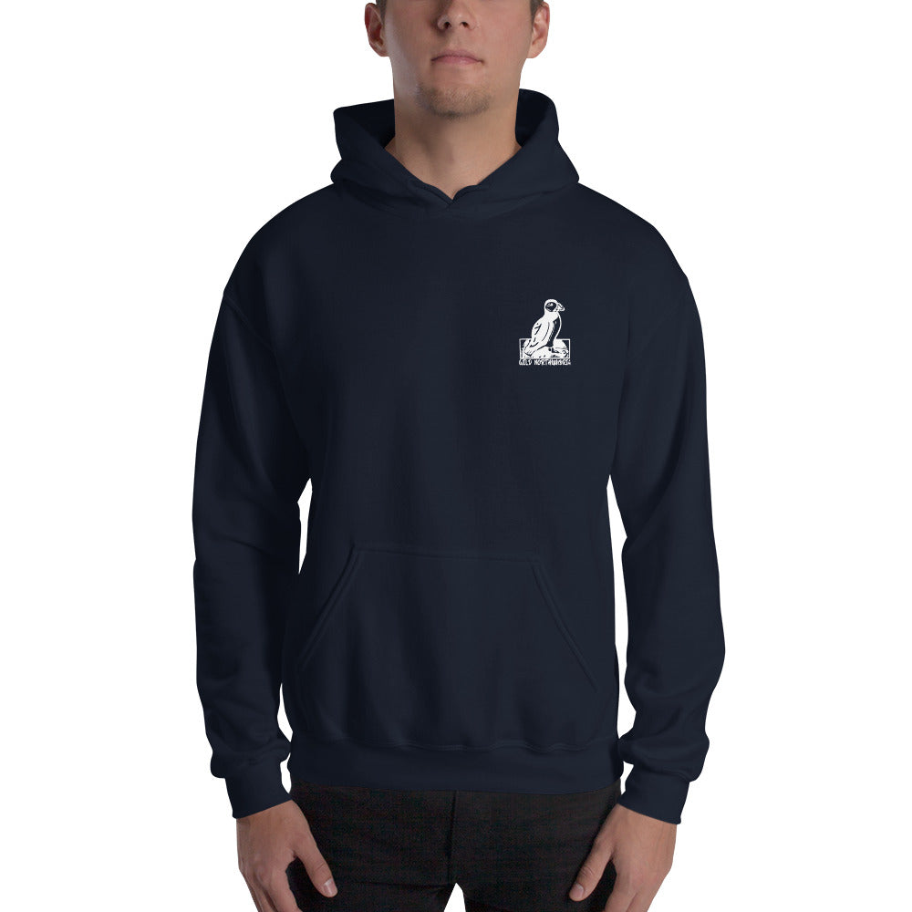 'A Pair of Puffins' Hoodie - Back Image with Logo