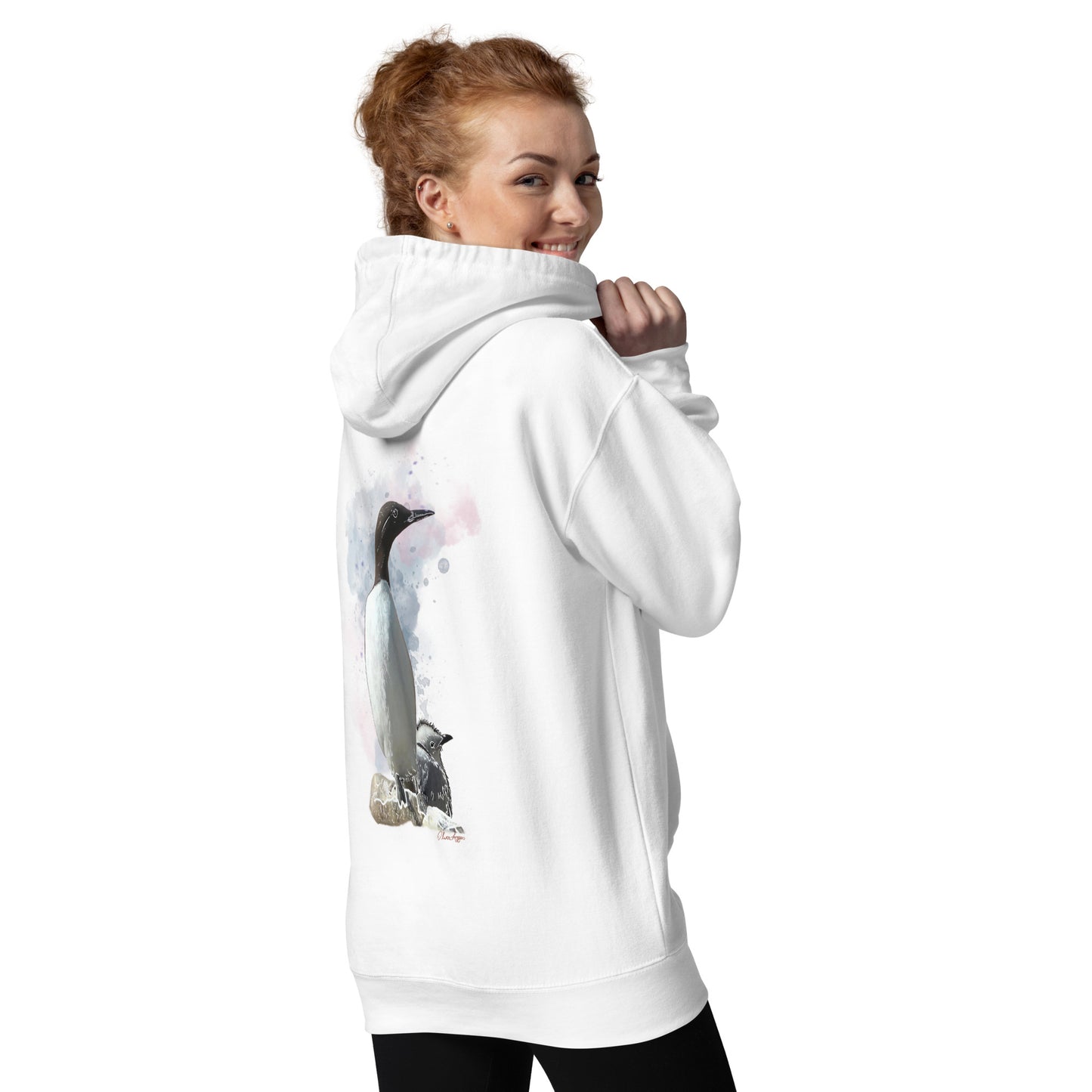 'Guillemot Mother & Kittiwake Chick' Unisex White Hoodie